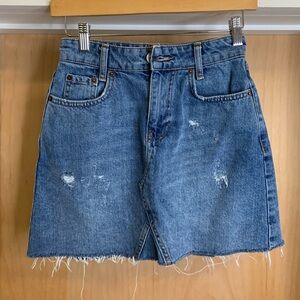 BDG Urban Outfitters A Line Distressed Denim Blue Mini Skirt - size XS